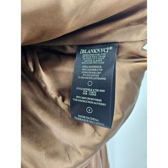 New BlankNYC Suede Moto Jacket Womens S Brown Belted Crop Blank NYC - Picture 7 of 8